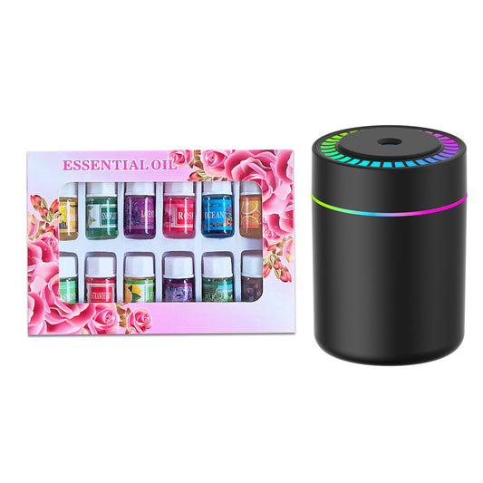 Portable Color-Changing LED Humidifier with 12-Piece Essential Oil Set