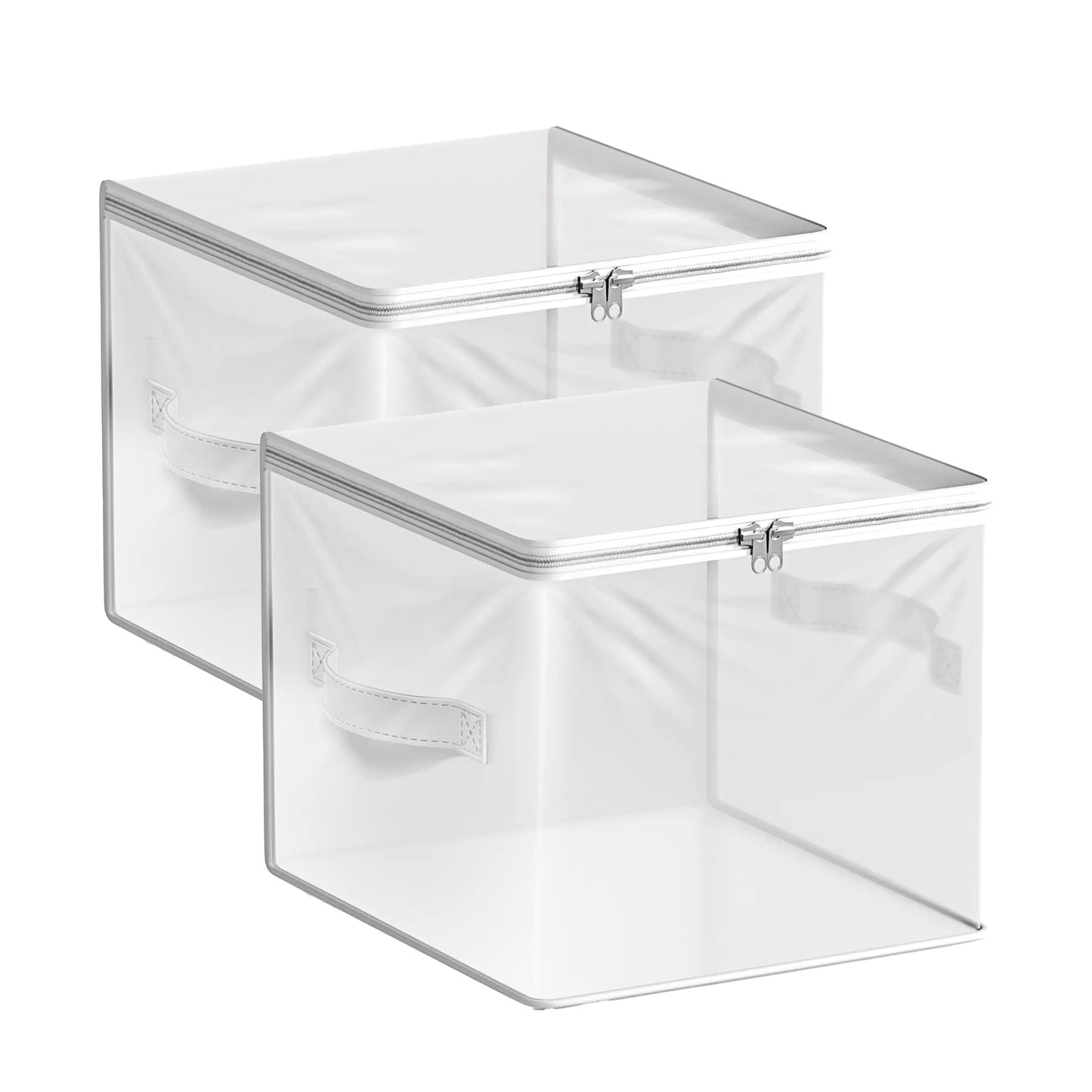 Clear Storage Bag - Foldable Large Plastic Bags with Zipper & Carry Handles