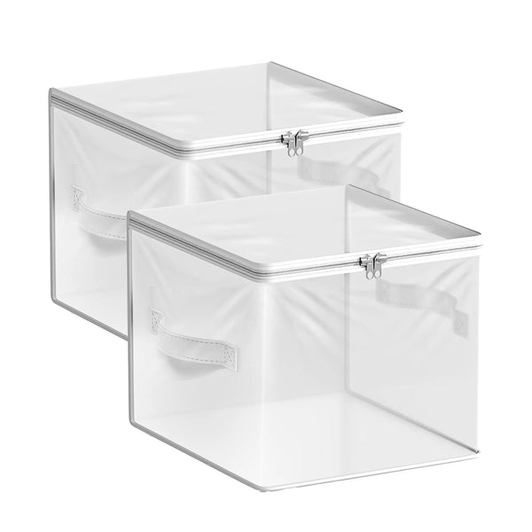 Clear Storage Bag - Foldable Large Plastic Bags with Zipper & Carry Handles