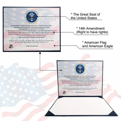 US Citizenship Certificate Holder Navy PU Naturalization Gold Foil Embossed