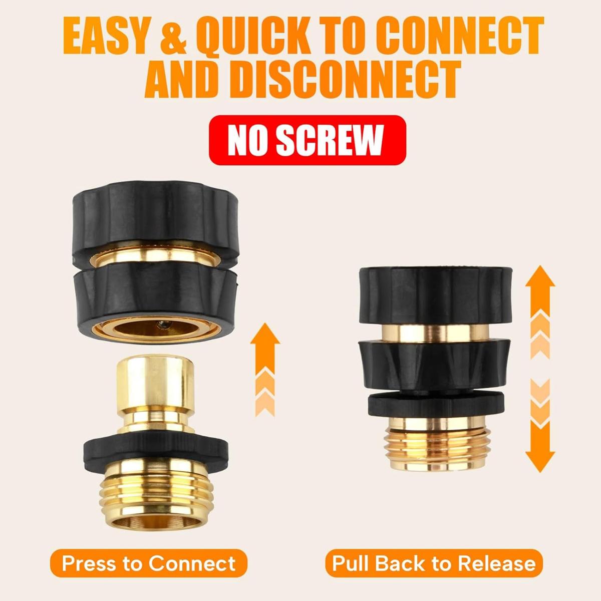 4 Pairs 3/4 Inch Garden Hose Fitting Quick Connector