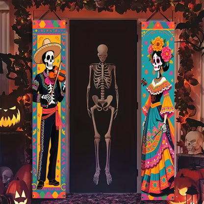 2Pcs Dia De Los Muertos Banner Day of The Dead Halloween Decor