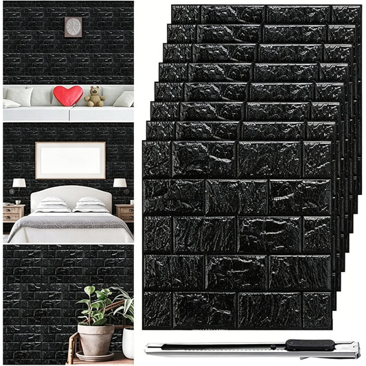 10 Pcs 3D Wall Panels Peel and Stick Foam Brick Wallpaper