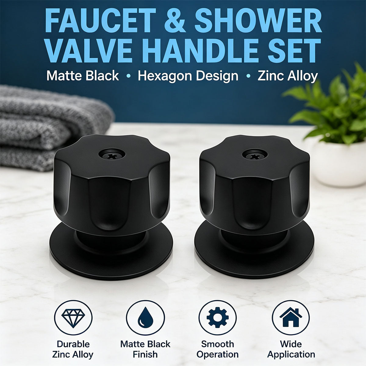 Zinc Alloy Hot and Cold Faucet Handle for Shower Valves and Washbasins