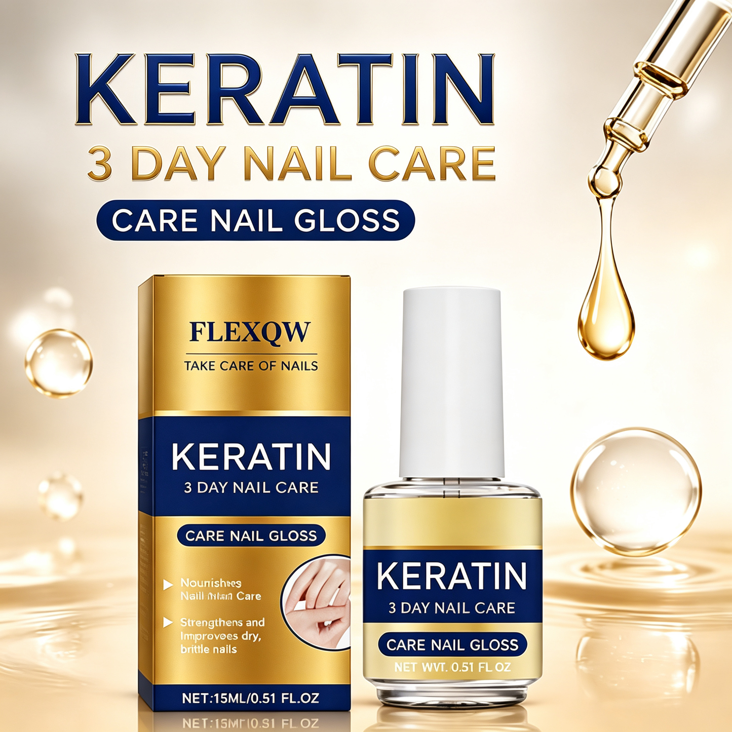 Keratin & Amino Acid Nail Strengthening Oil, Fast Hydration & Repair Treatment for Nail