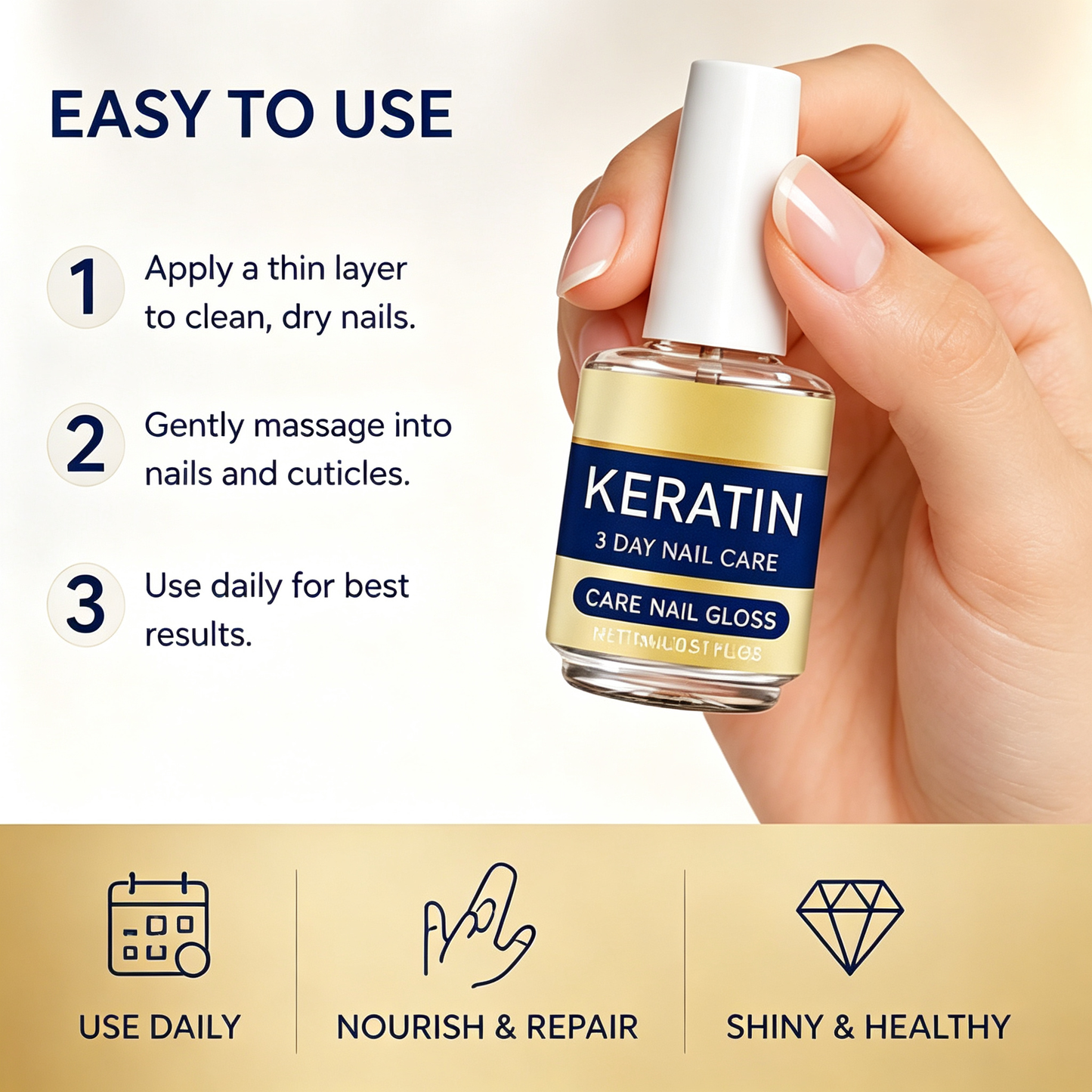 Keratin & Amino Acid Nail Strengthening Oil, Fast Hydration & Repair Treatment for Nail