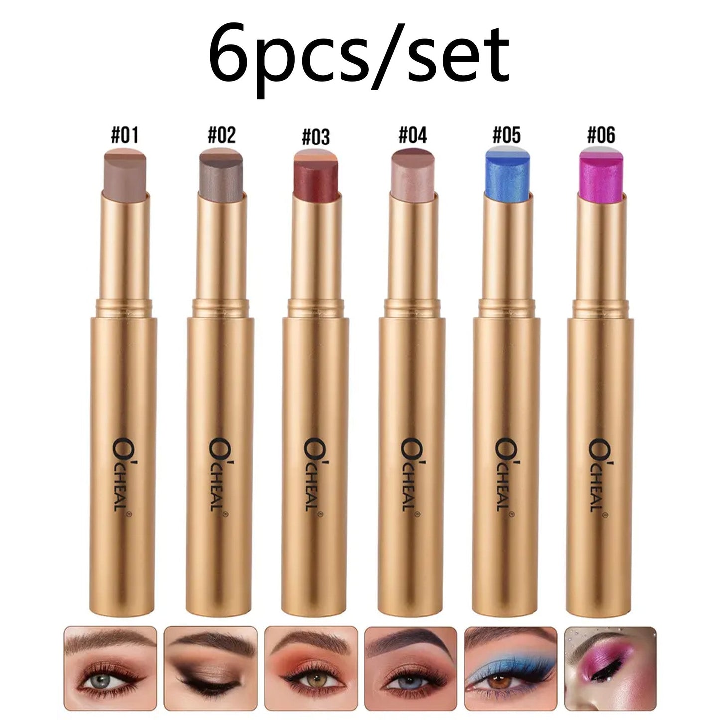 Three-Color Eyeshadow Stick, Fine Shimmer Gradient Contour Highlighter
