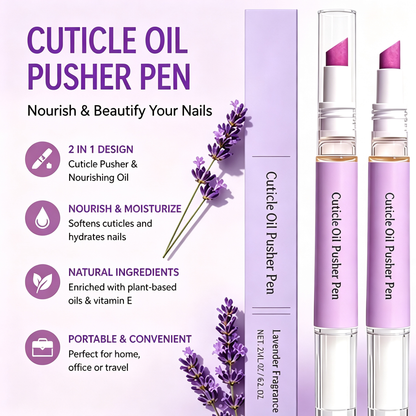 2pcs Nail Care Tool with Ceramic Cuticle Pusher & Moisturizing Oil