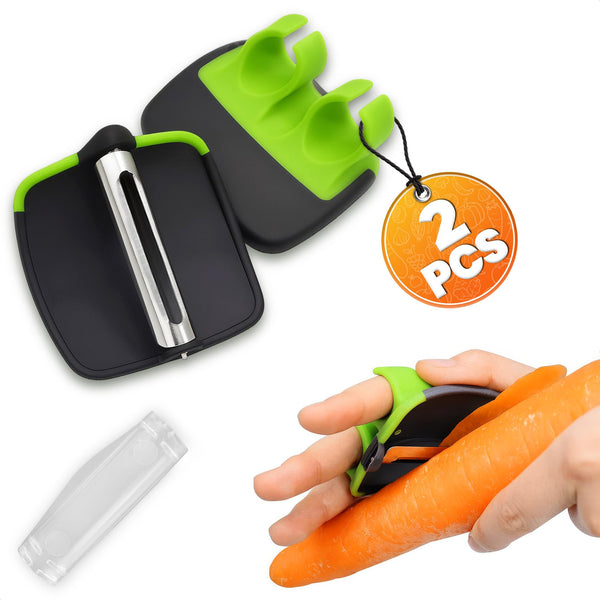 2 Pcs Finger Grip Vegetable Peeler, Ergonomic Silicone Thumb Peeling Tool
