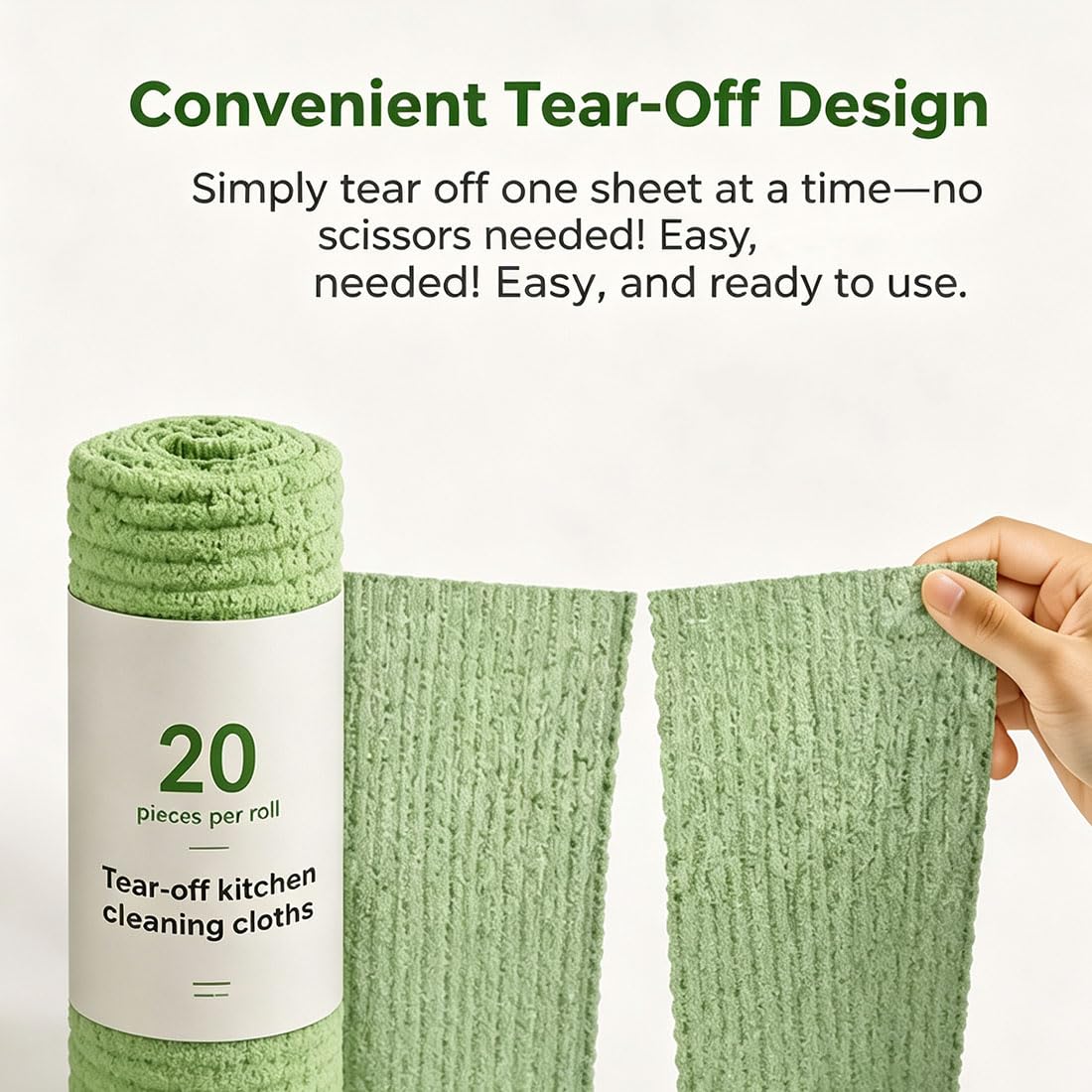 20 Pcs Tearable Plush Cleaning Cloth Roll, Reusable 10 * 10in Absorbent Fast Drying Wet Dry Use Lint-Free Cleaning Rags