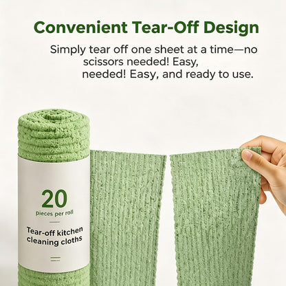 20 Pcs Tearable Plush Cleaning Cloth Roll, Reusable 10 * 10in Absorbent Fast Drying Wet Dry Use Lint-Free Cleaning Rags