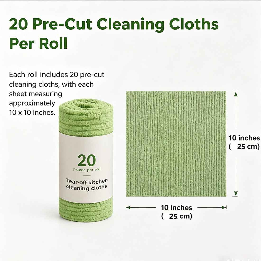 20 Pcs Tearable Plush Cleaning Cloth Roll, Reusable 10 * 10in Absorbent Fast Drying Wet Dry Use Lint-Free Cleaning Rags