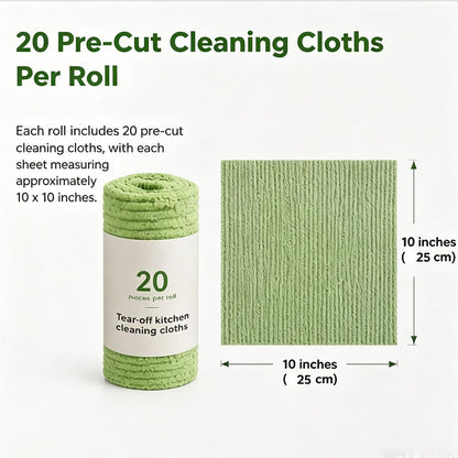 20 Pcs Tearable Plush Cleaning Cloth Roll, Reusable 10 * 10in Absorbent Fast Drying Wet Dry Use Lint-Free Cleaning Rags