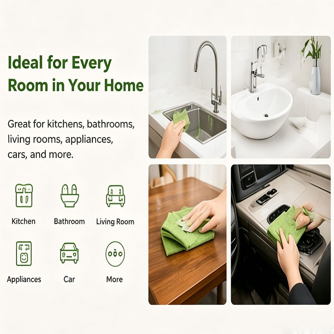 20 Pcs Tearable Plush Cleaning Cloth Roll, Reusable 10 * 10in Absorbent Fast Drying Wet Dry Use Lint-Free Cleaning Rags