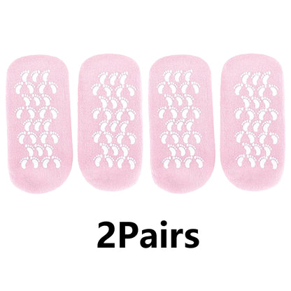 2 Pairs Cotton Gel Sleeves for Repairing Softening Dry Cracked Feet Skins