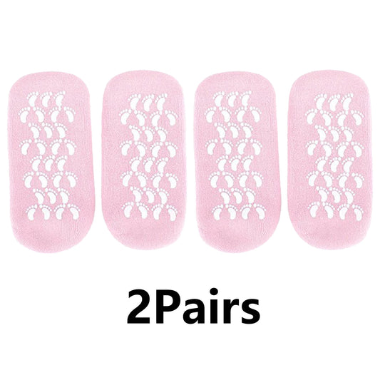 2 Pairs Cotton Gel Sleeves for Repairing Softening Dry Cracked Feet Skins