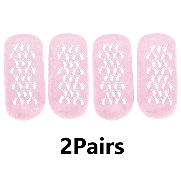2 Pairs Cotton Gel Sleeves for Repairing Softening Dry Cracked Feet Skins