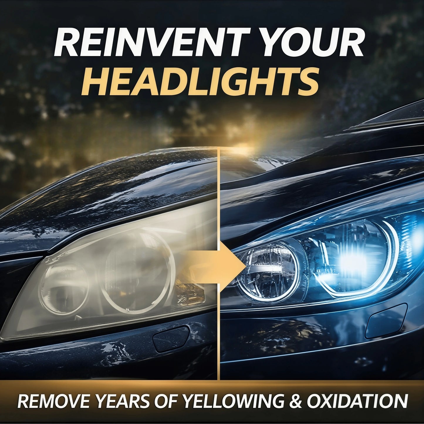 Automotive Headlamp Restoration Fluid Oxidized and YellowedAutomotive Headlamps