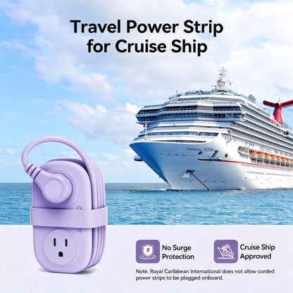 5.3FT Wrapped Extension Flat Plug Power Strip with Multiple Outlets