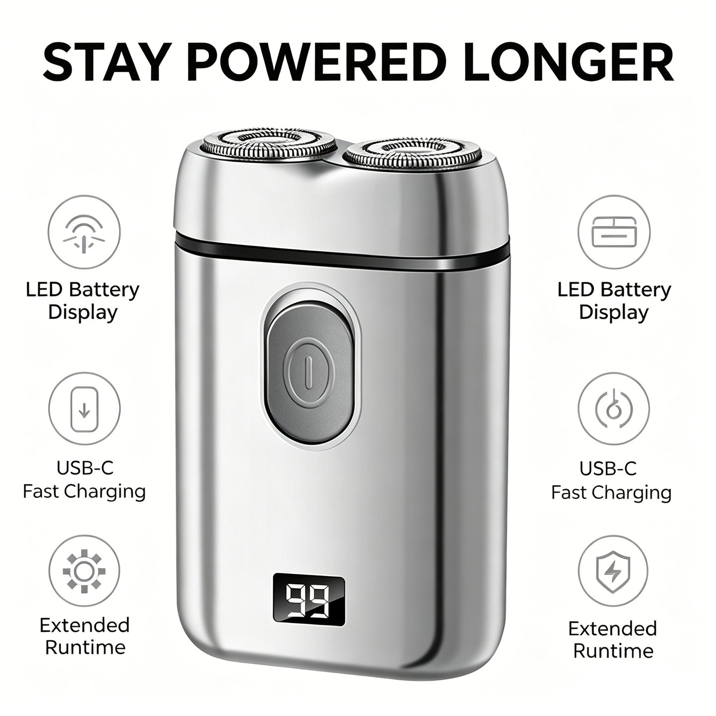 USB Rechargeable Dual-Head Electric Waterproof Shaver