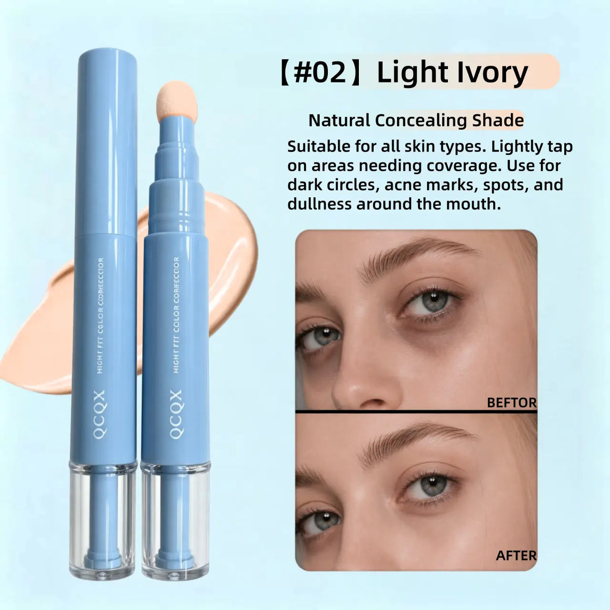 【QCQX】Dual-Effect Color Correcting Multi-Use Concealer & Foundation
