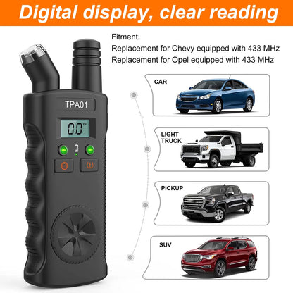 2 in 1 TPMS Relearn Tool Plus Digital Tire Pressure Gauge Reset Sensor For GM