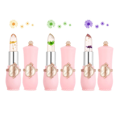 3 Pack Crystal Jelly Flower Magic Temperature Color Change Lipstick