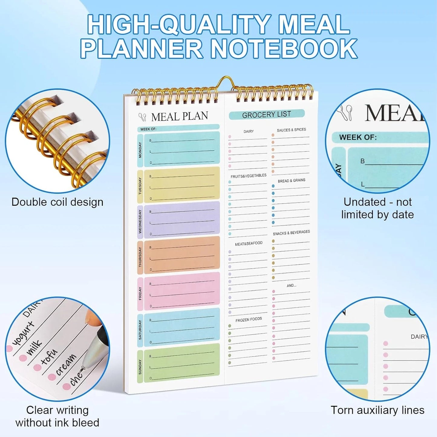 Magnetic Weekly Meal Planner Pad Grocery List 50 Sheets Adults Meal Planning Notepad