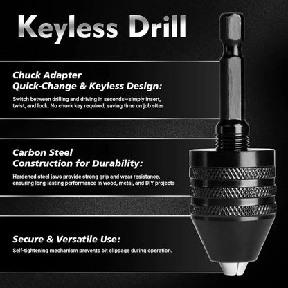 2Pcs Keyless Drill Chuck with Drill Press Adapter for Hand Drill