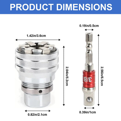 Adjustable Hex Universal Socket Torque Ratchet Adapter Wrench Head