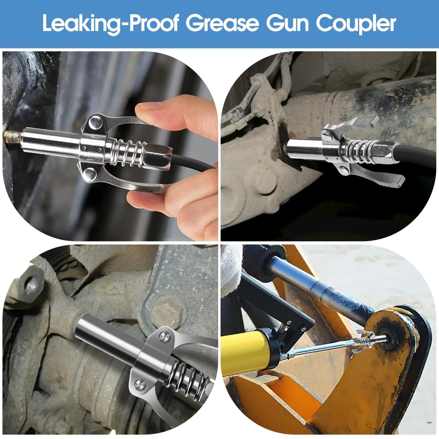 12000 PSI High Pressure Double Handle Quick Release Lock Oil Nozzles for All 1/8" NPT Grease Guns