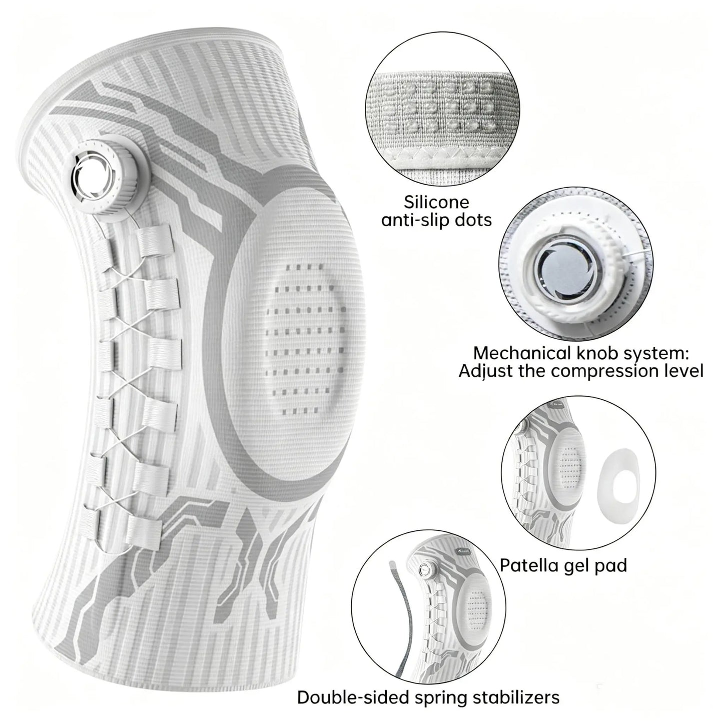Adjustable Compression Knee Support – Knob Design + Patella