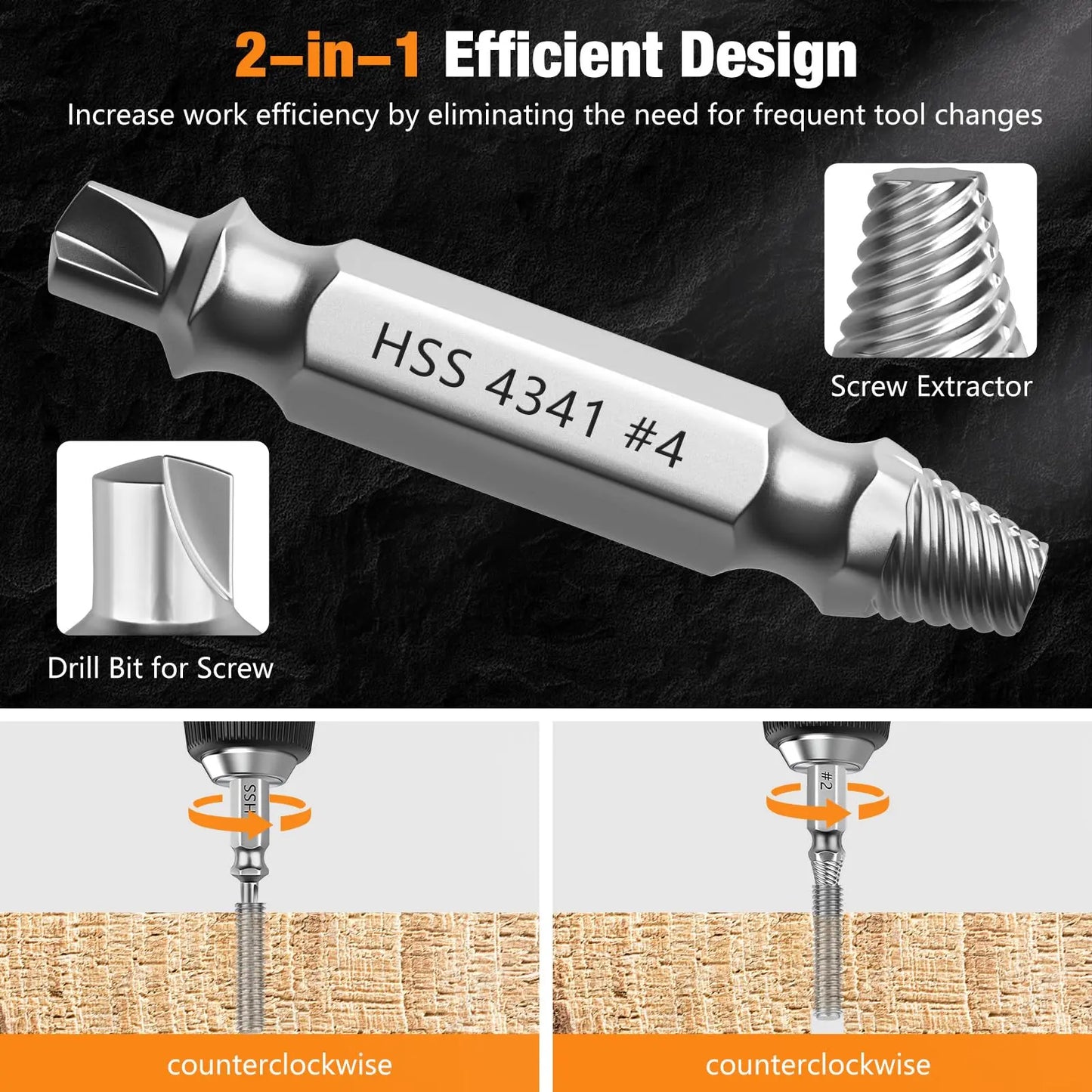 Damaged Screw Extractor Set - Remover for Stripped Head Screws Nuts & Bolts