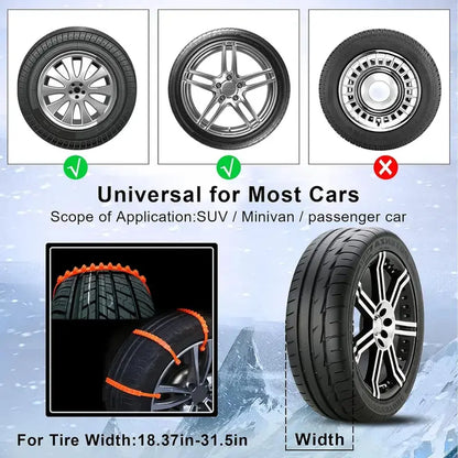 10Pcs Reusable Snow Tire Chains for Trucks & SUVs