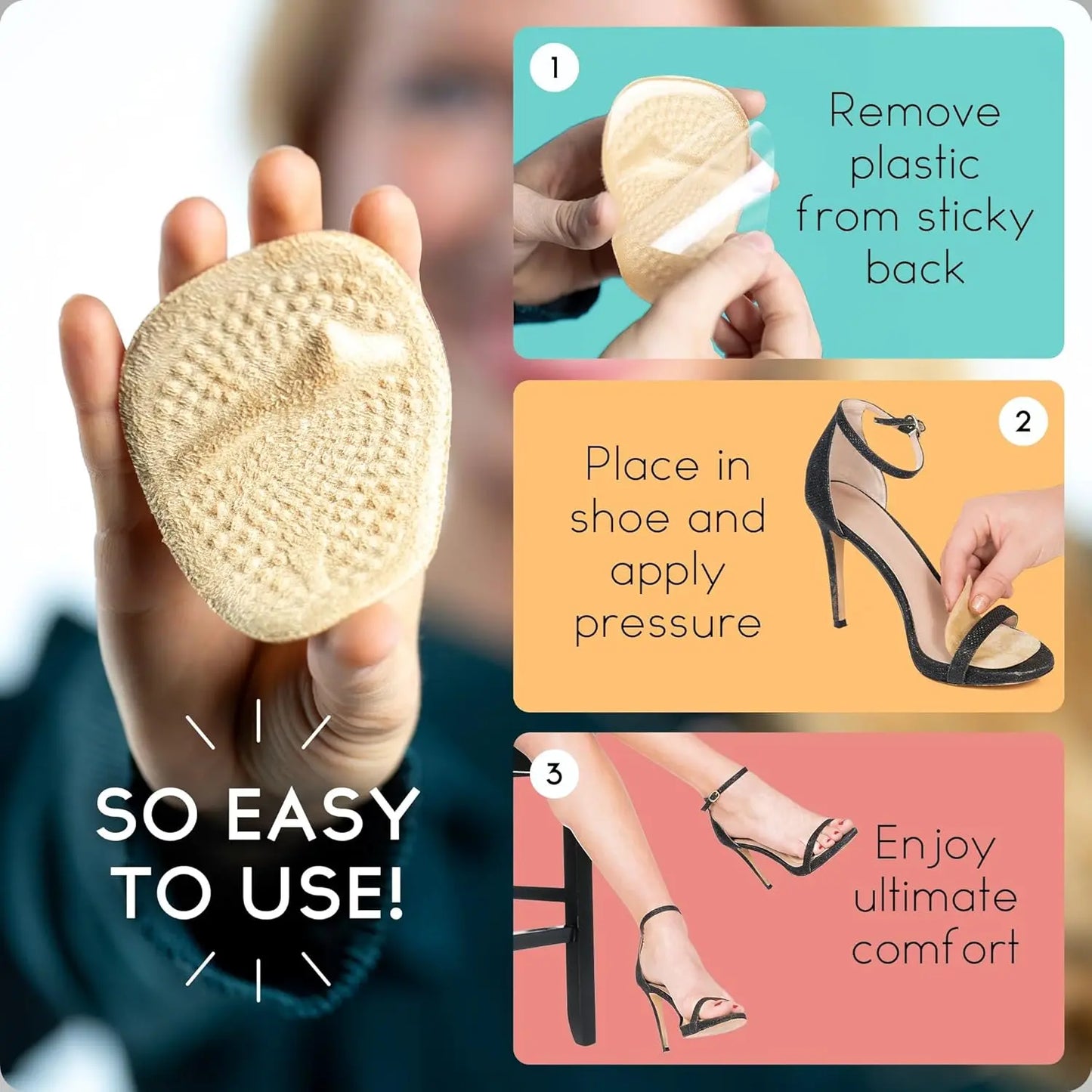 5 Pairs Ball of Foot Cushions - Soft Gel Metatarsal Pads for High Heels - Forefoot Pain Relief