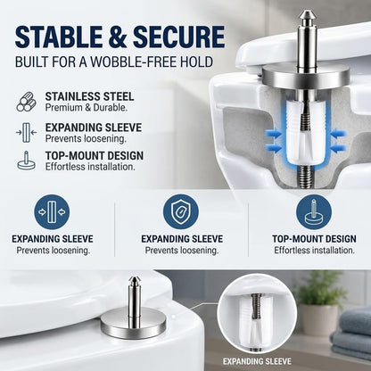 Universal Soft-Close Expansion Bolts for Toilet Seats,2Pcs/set Thickened Stainless Steel