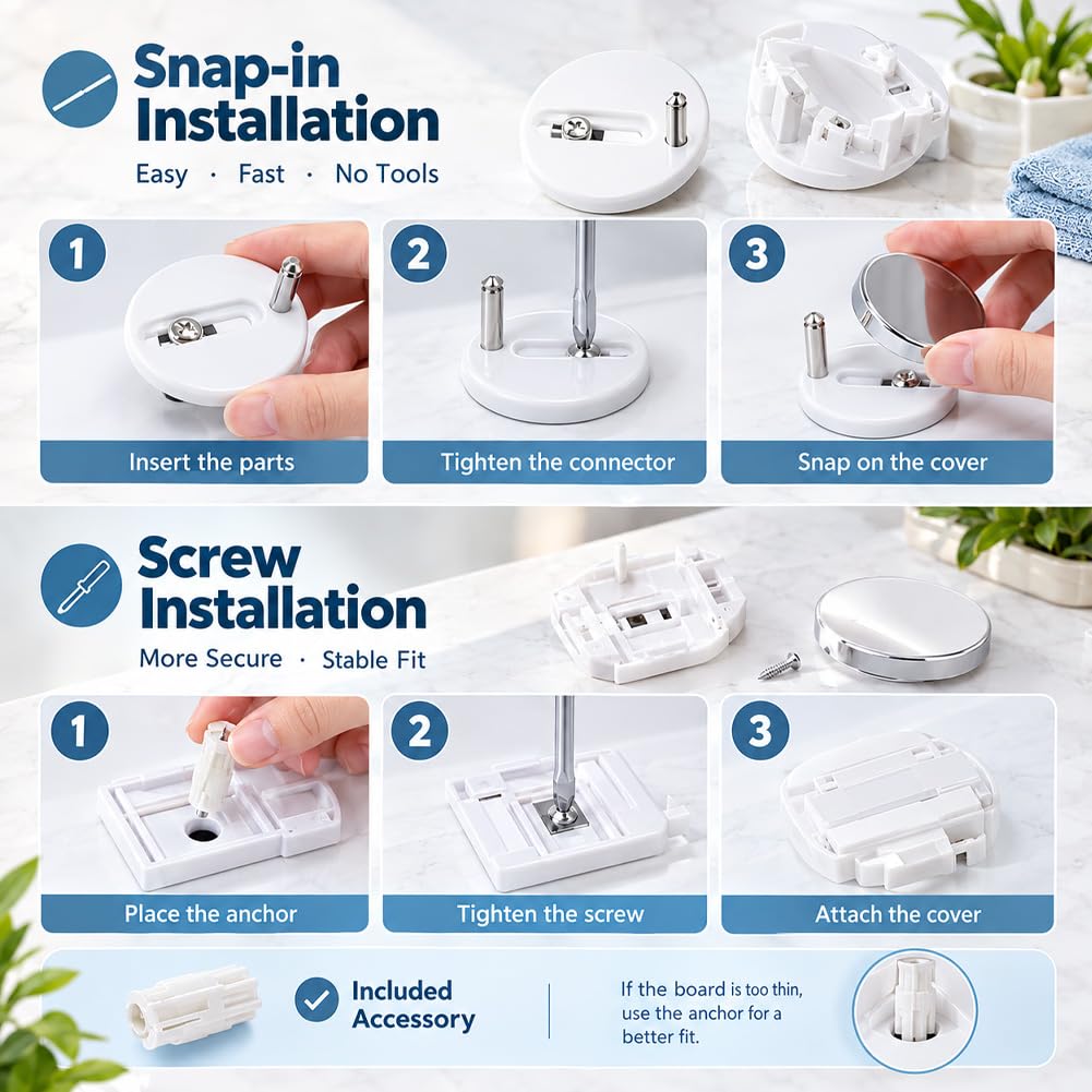 Universal Soft-Close Expansion Bolts for Toilet Seats,2Pcs/set Thickened Stainless Steel
