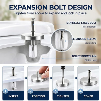 Universal Soft-Close Expansion Bolts for Toilet Seats,2Pcs/set Thickened Stainless Steel