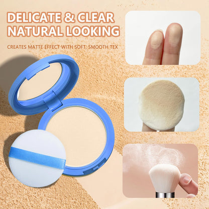 Oil Control Face Pressed Powder,Matte Smooth Flawless Setting Powder Makeup