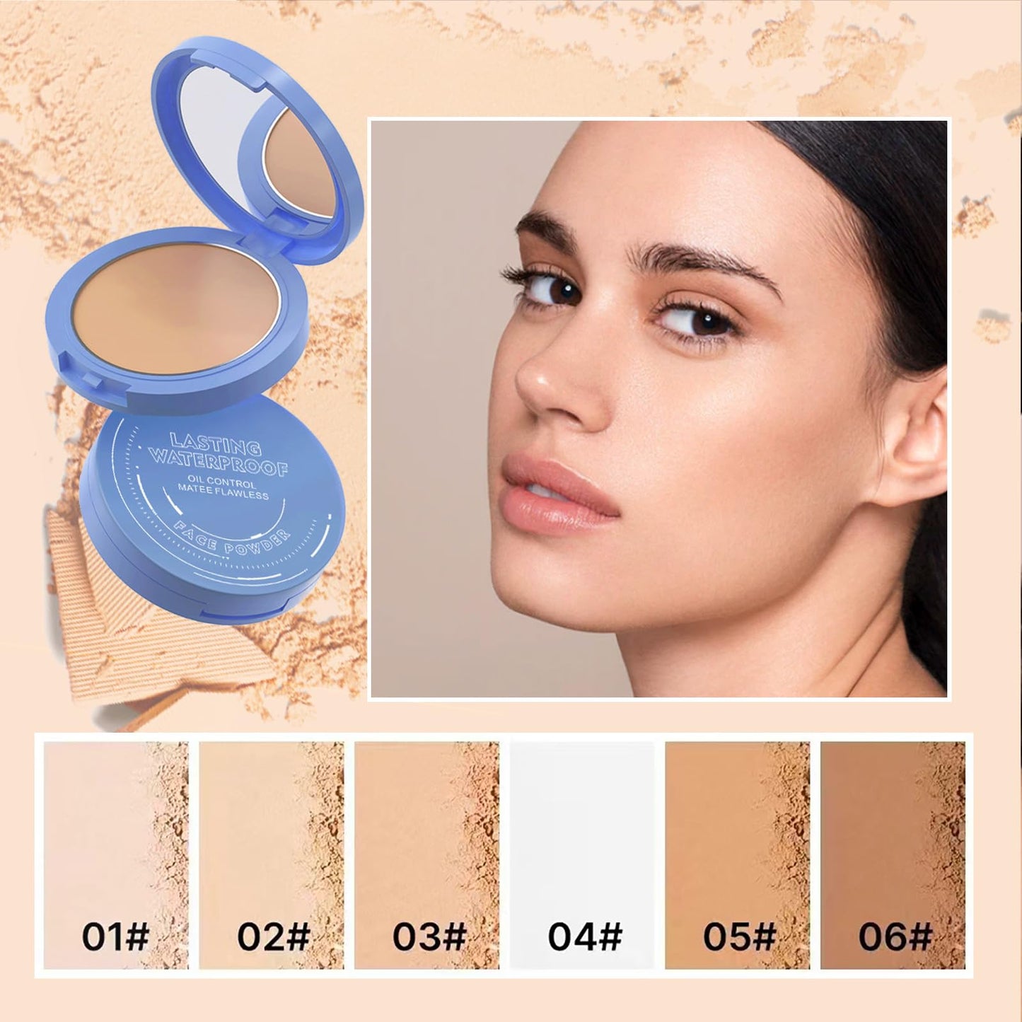 Oil Control Face Pressed Powder,Matte Smooth Flawless Setting Powder Makeup