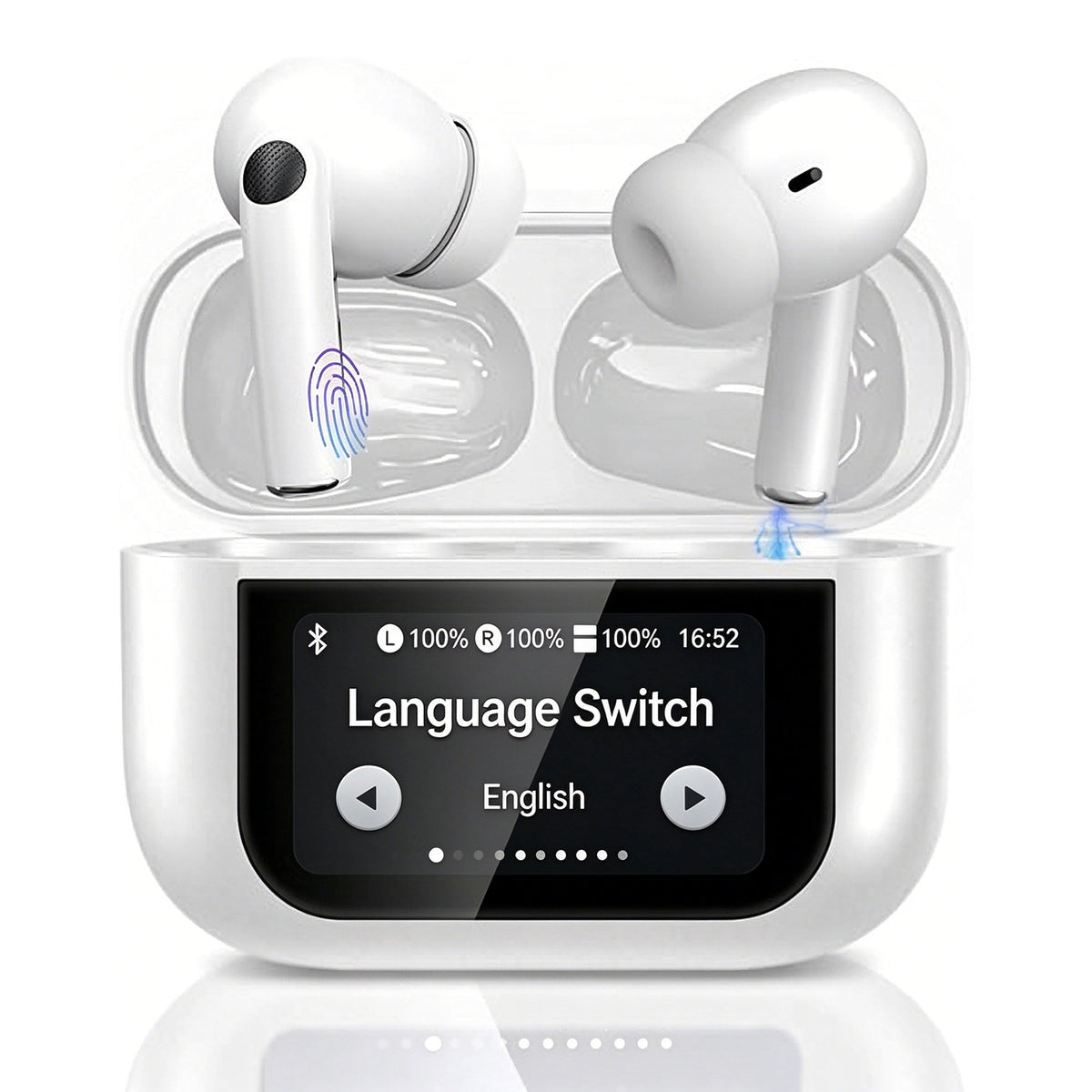 AI Translation Earbuds Real Time for Android and iPhone,164 Languages Noise Cancelling & 5 EQ & 48H Playtime