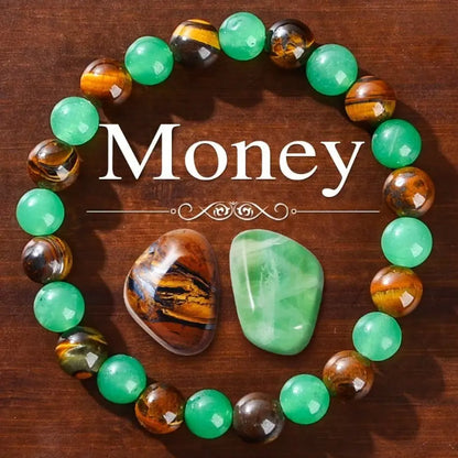 Money Attraction Bracelet with Green Aventurine & Tiger Eye