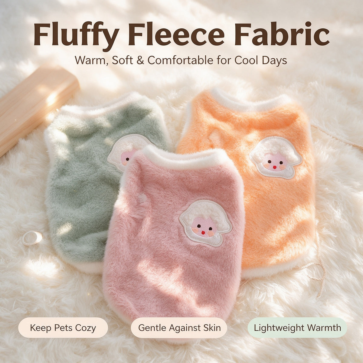 Warm Fluffy Fleece Pet Vest Cute Cartoon Embroidery