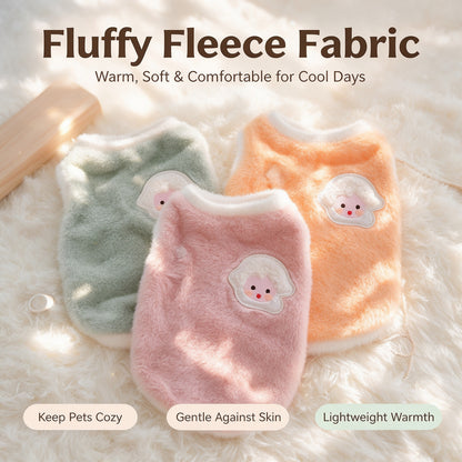Warm Fluffy Fleece Pet Vest Cute Cartoon Embroidery