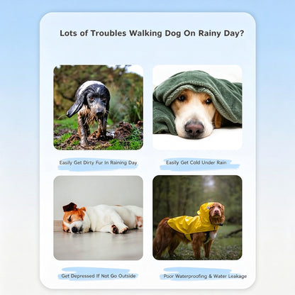 Full Coverage 4 Legs Dog Rain Coat with Hood,Reflective Strips&Leash Hole