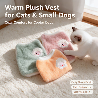 Warm Fluffy Fleece Pet Vest Cute Cartoon Embroidery