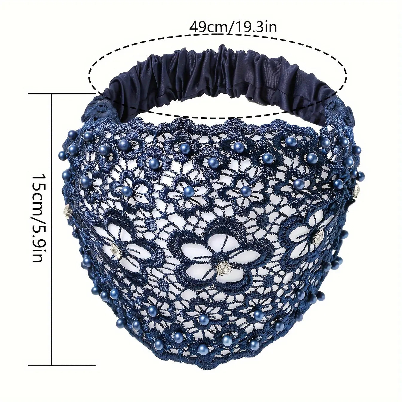 6Pcs Vintage Ethnic Floral Bead Lace Headband with Wide Edges
