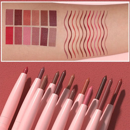 12 Colors Retractable Lip Liner Kit, Creamy Matte Lip Sculpting