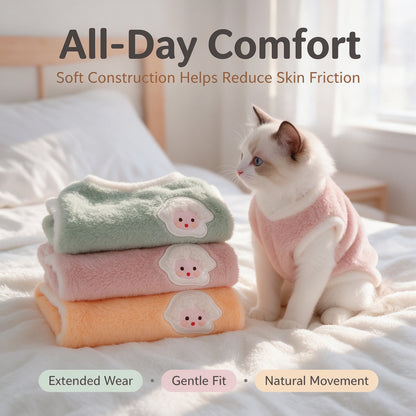 Warm Fluffy Fleece Pet Vest Cute Cartoon Embroidery