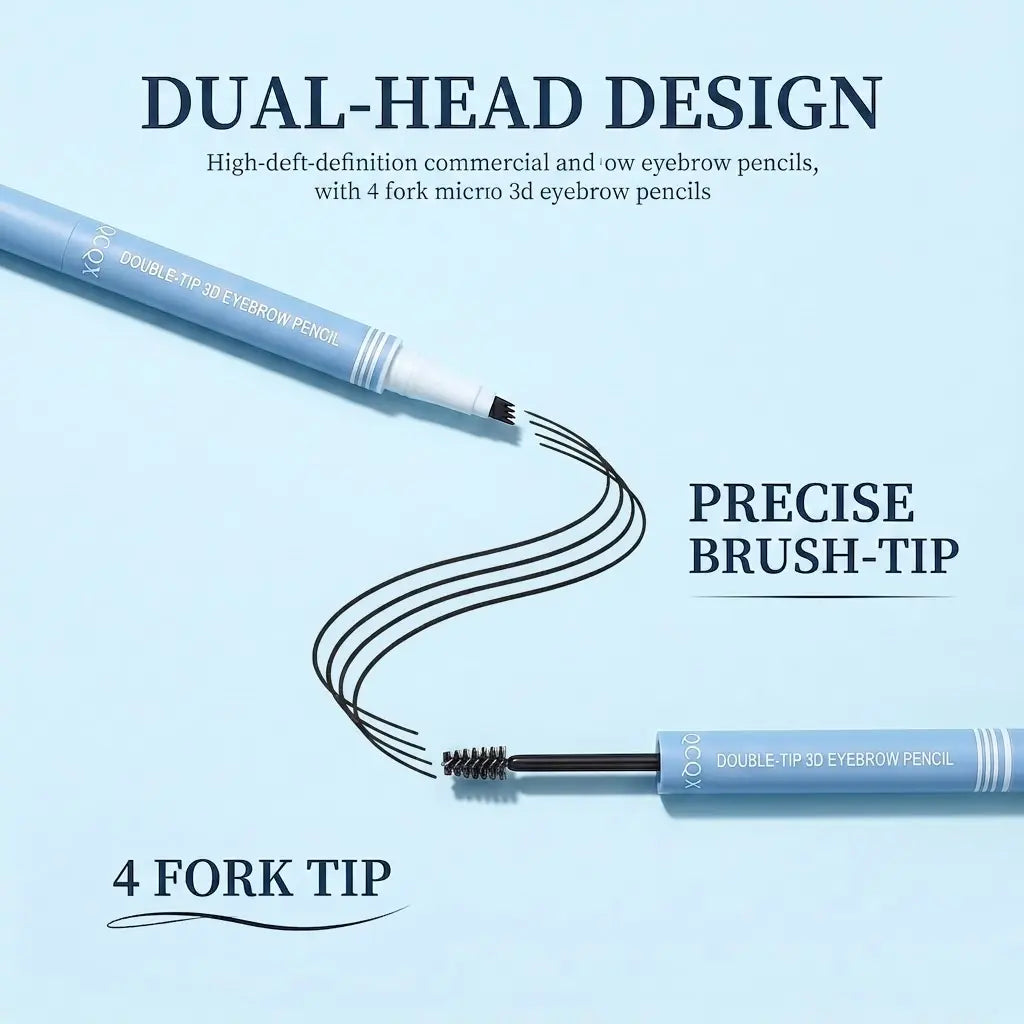 QCQX 2-in-1 Waterproof Micro-Fork Eyebrow Cosmetic Pencil